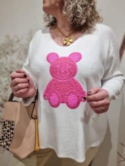 Pull Blanc Nounours Pink - Image 4