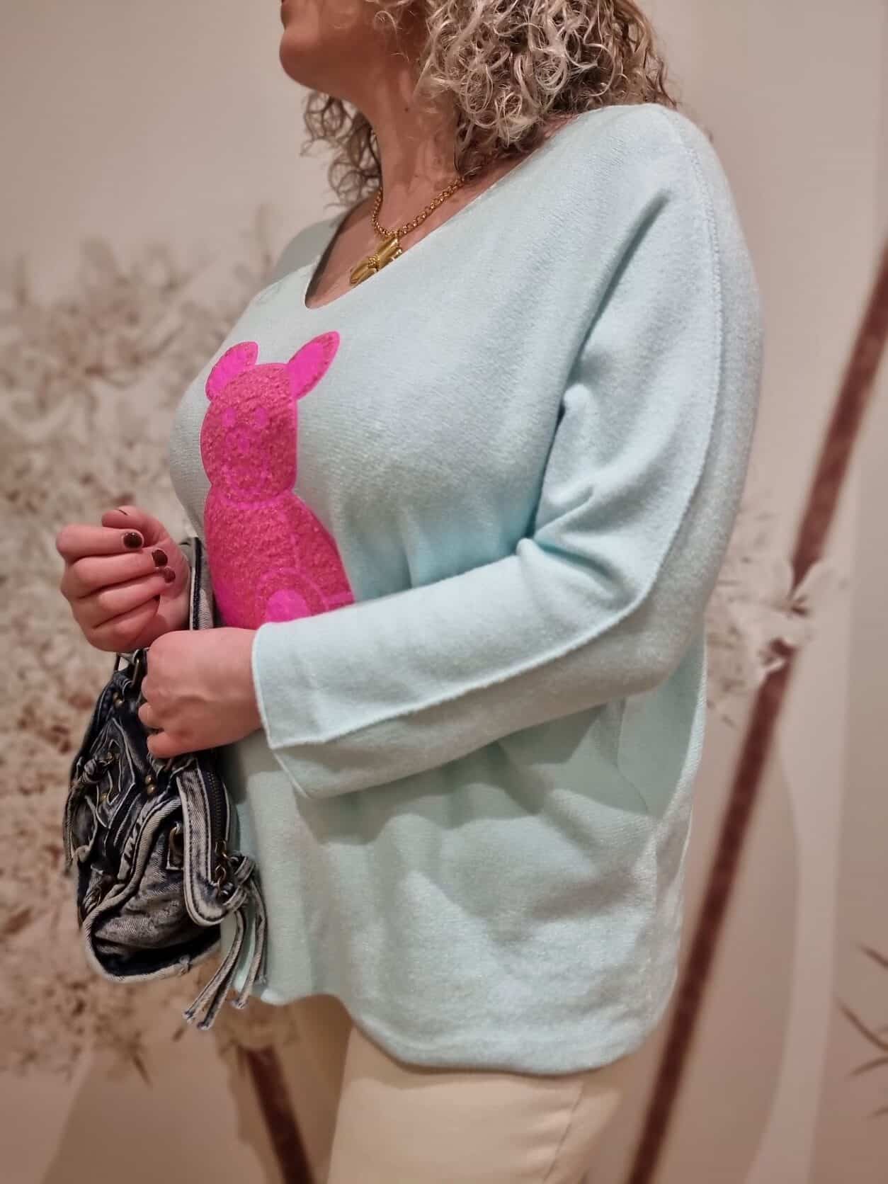 Pull Turquoise Nounours Pink - Image 4