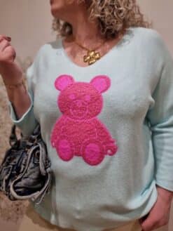 Pull Turquoise Nounours Pink - Image 2