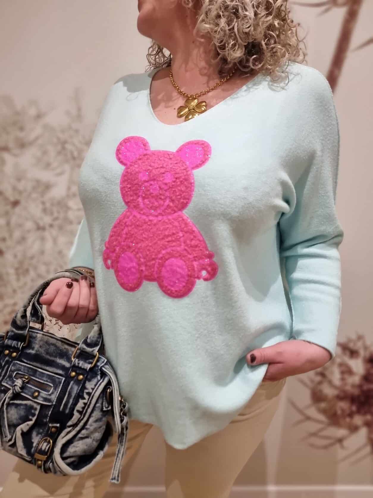 Pull Turquoise Nounours Pink - Image 5