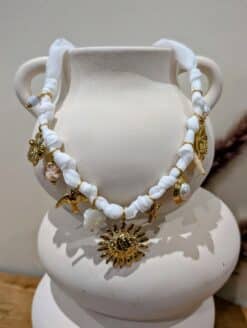 Alternative view of Collier Multipampilles Tissu Blanc
