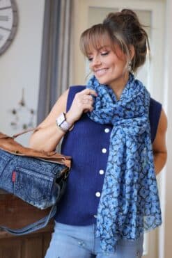 Echarpe Fleur Bleu