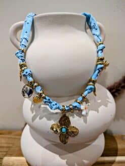 Alternative view of Collier Multipampilles Fleur Bandana Bleu