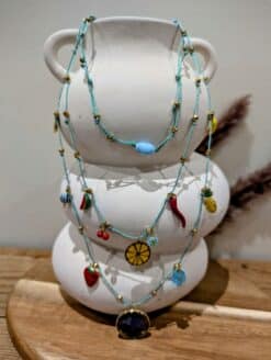 Collier Fleur Séchée Bleu