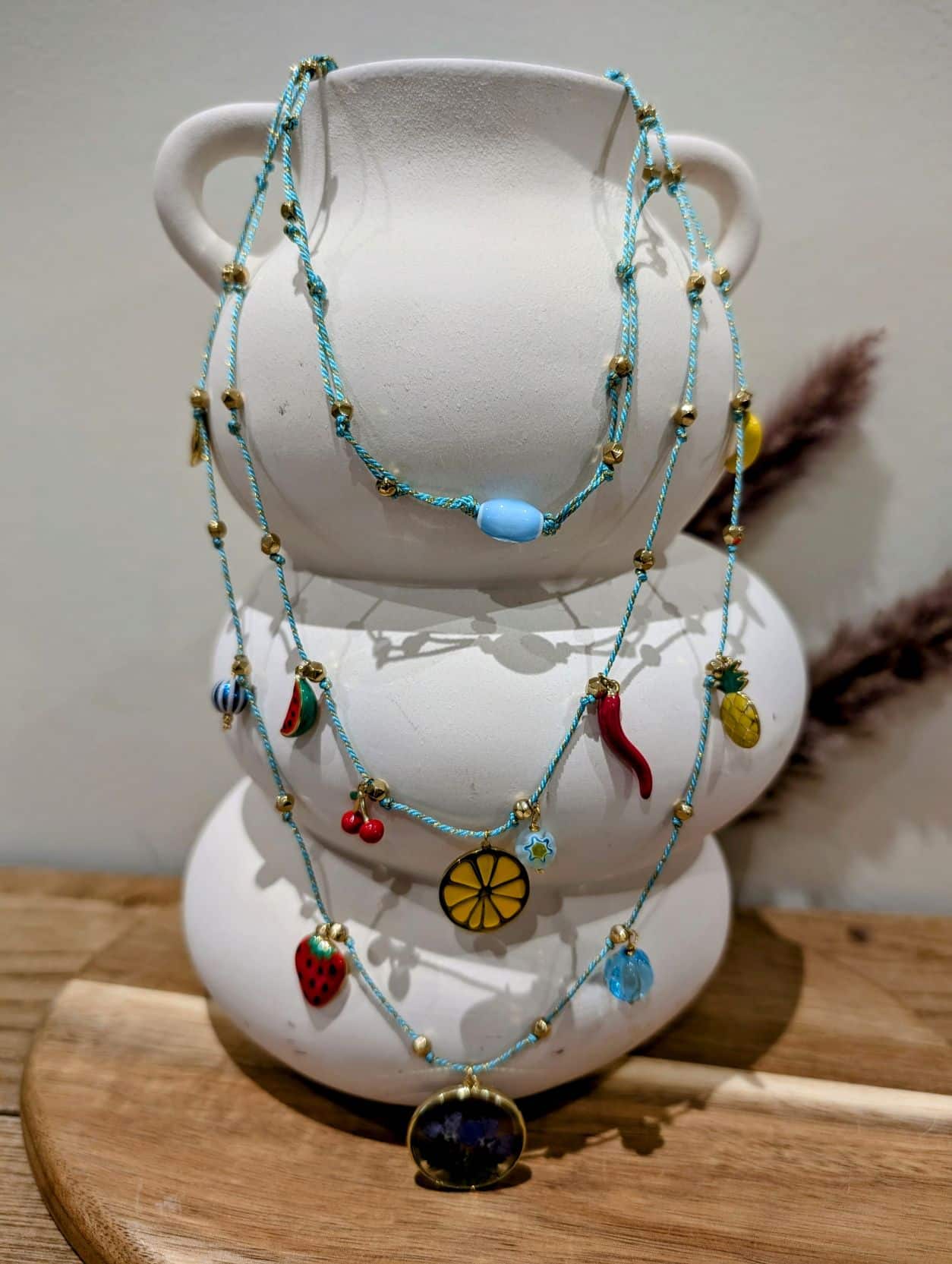 Collier Fleur Séchée Bleu