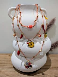 Collier Fleur Séchée Orange