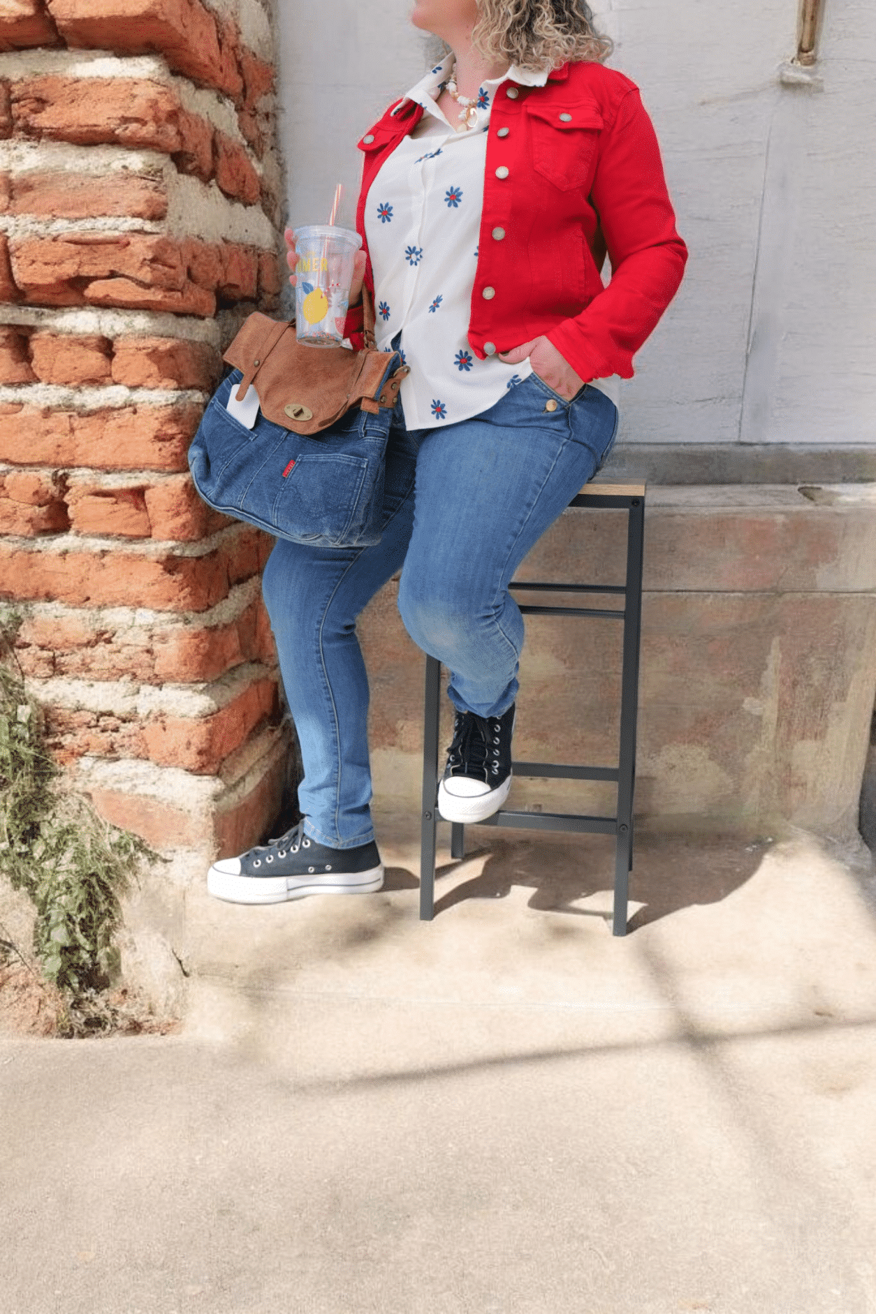 Veste en Jean Rouge – Image 3