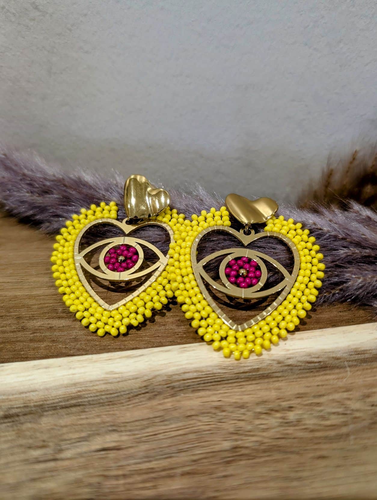 Boucles💛Œil Perle Jaune