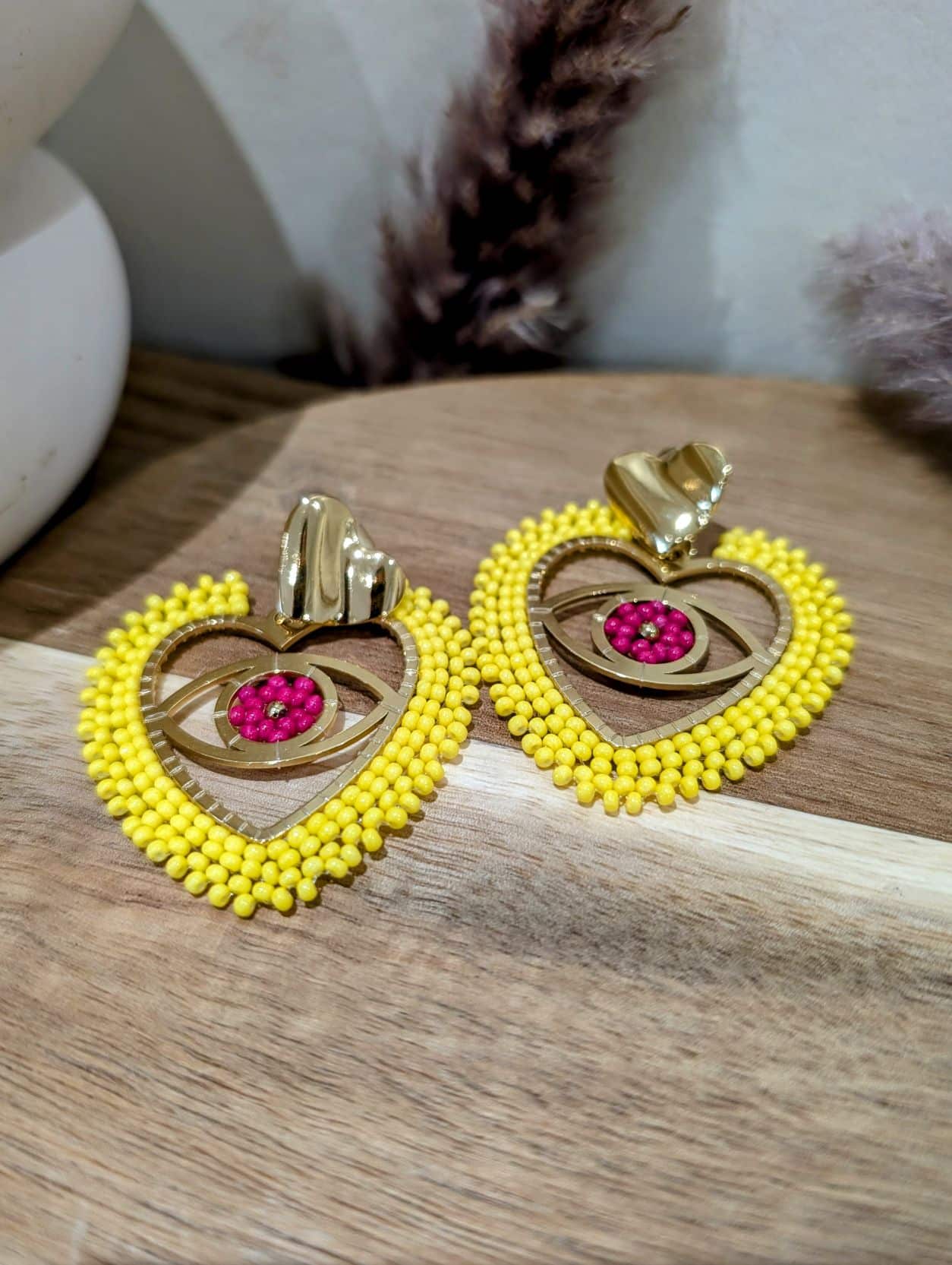 Boucles💛Œil Perle Jaune – Image 3