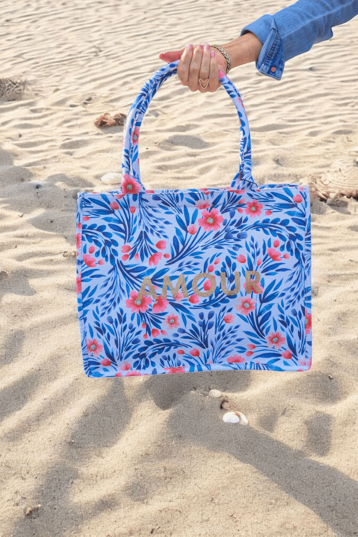 Sac Motif Amour Turquoise