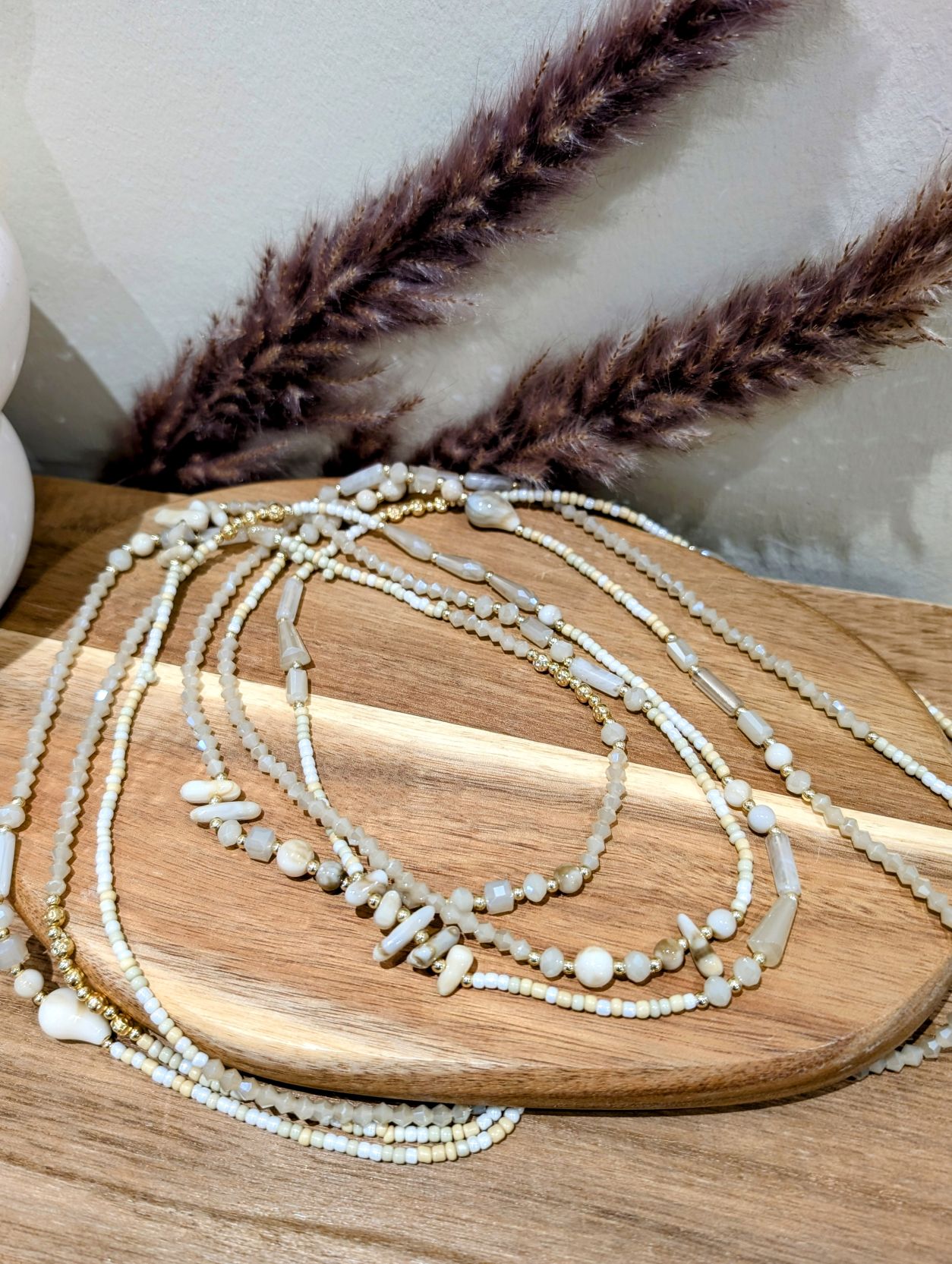 Sautoir Perlé Beige – Image 2