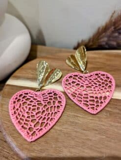 Boucles Cœur Raffia Rose