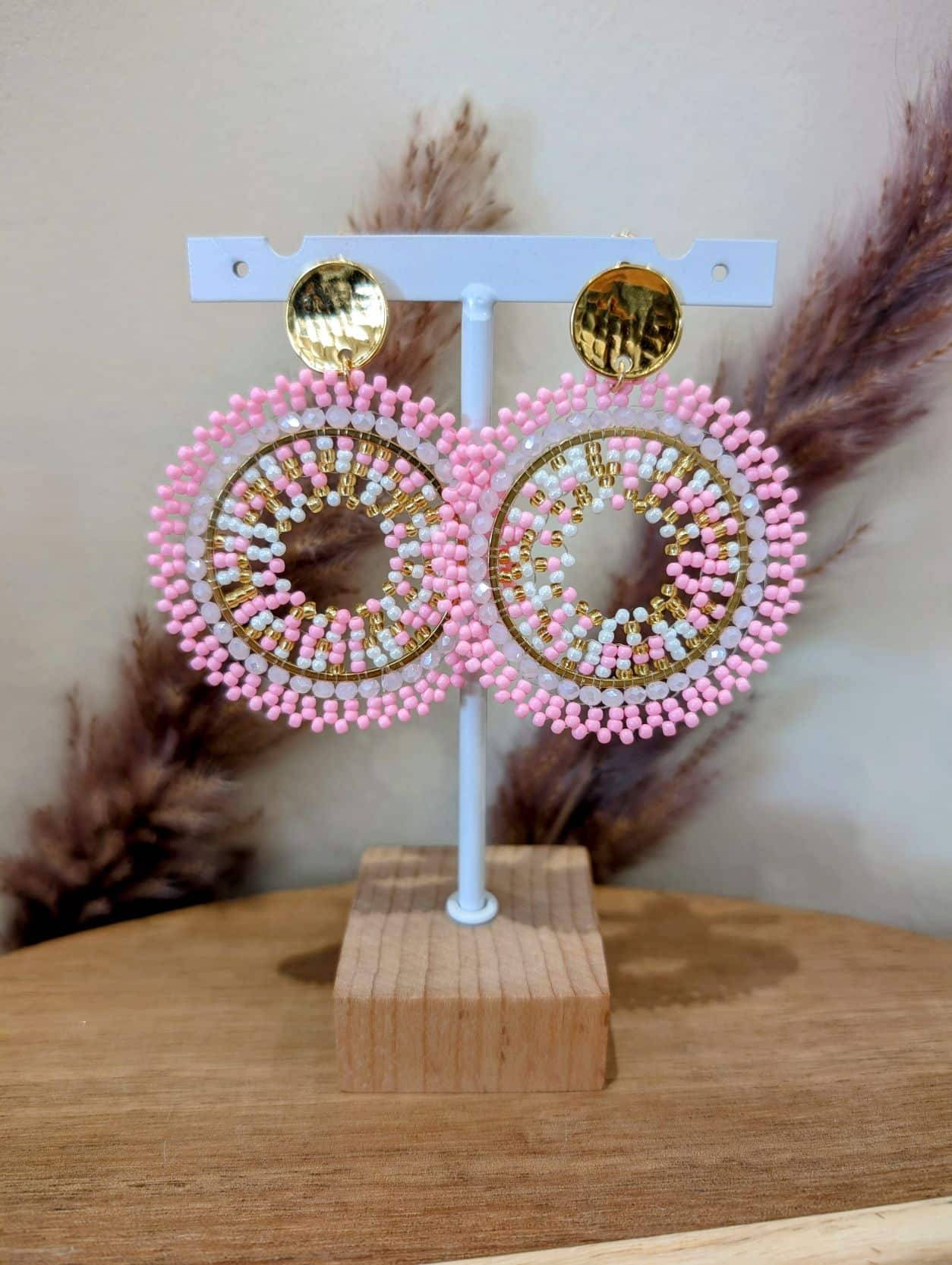 Boucles Perles Roses – Image 2
