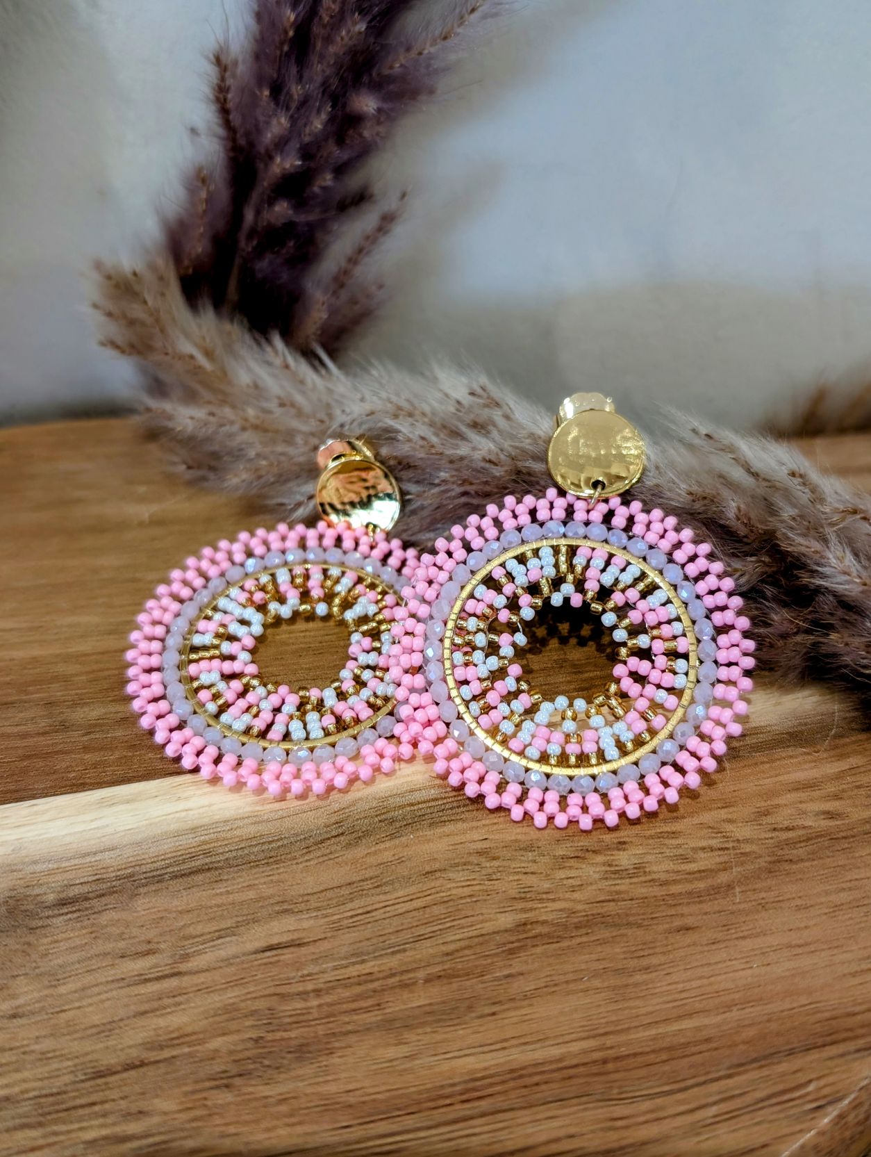 Boucles Perles Roses – Image 3