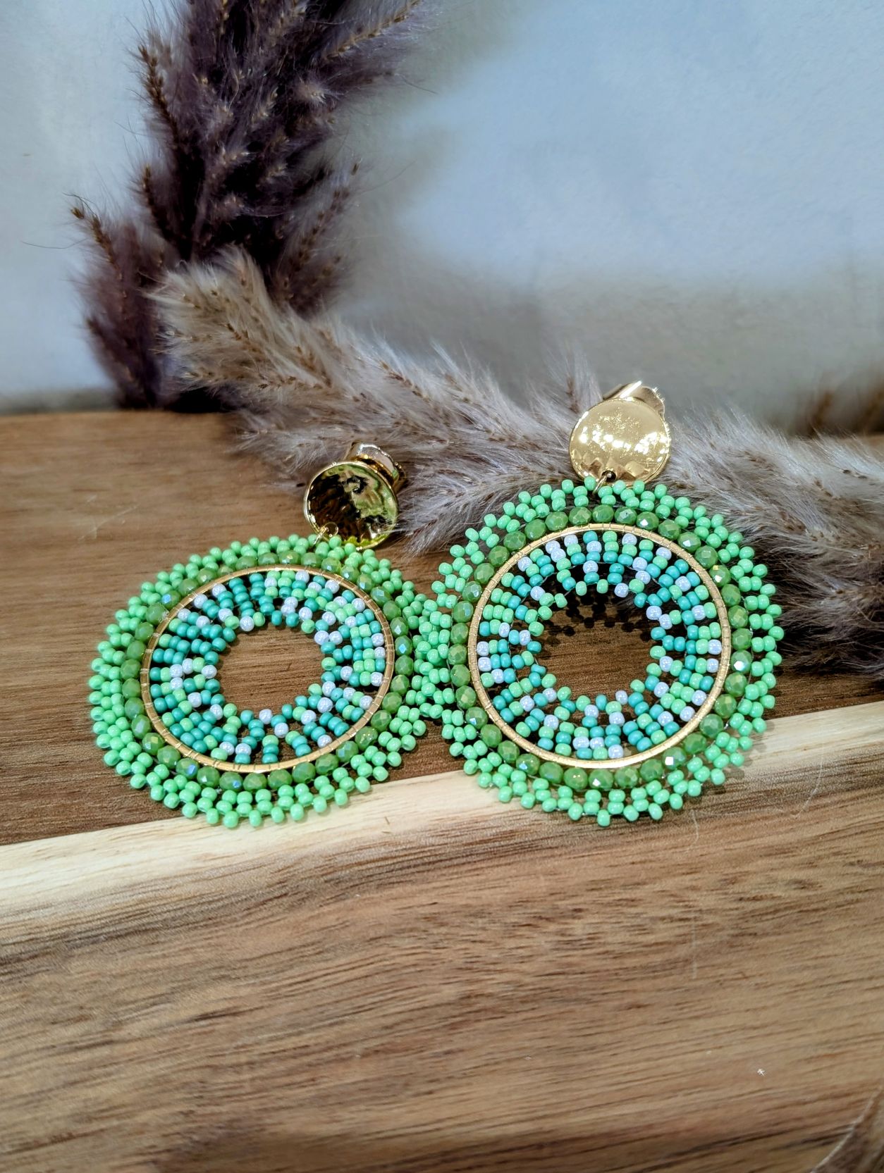 Boucles Perles Vertes – Image 3