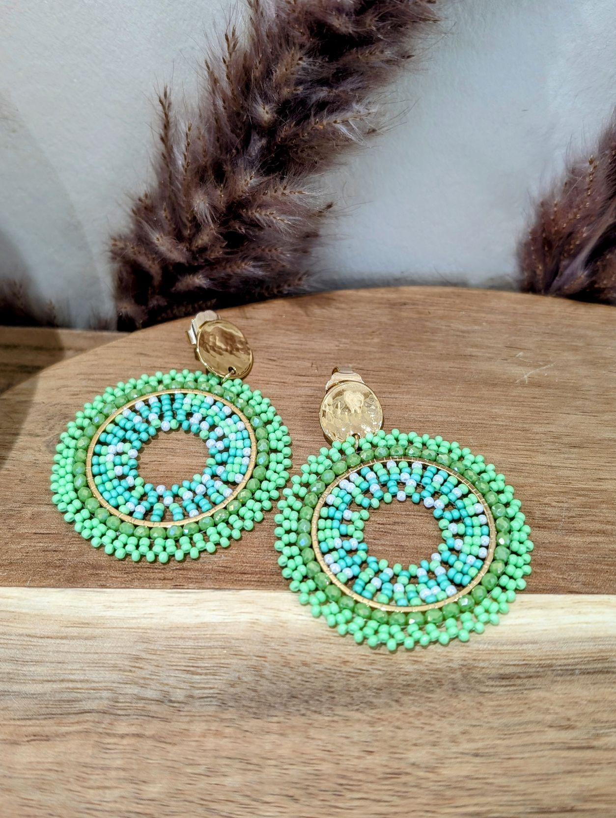 Boucles Perles Vertes
