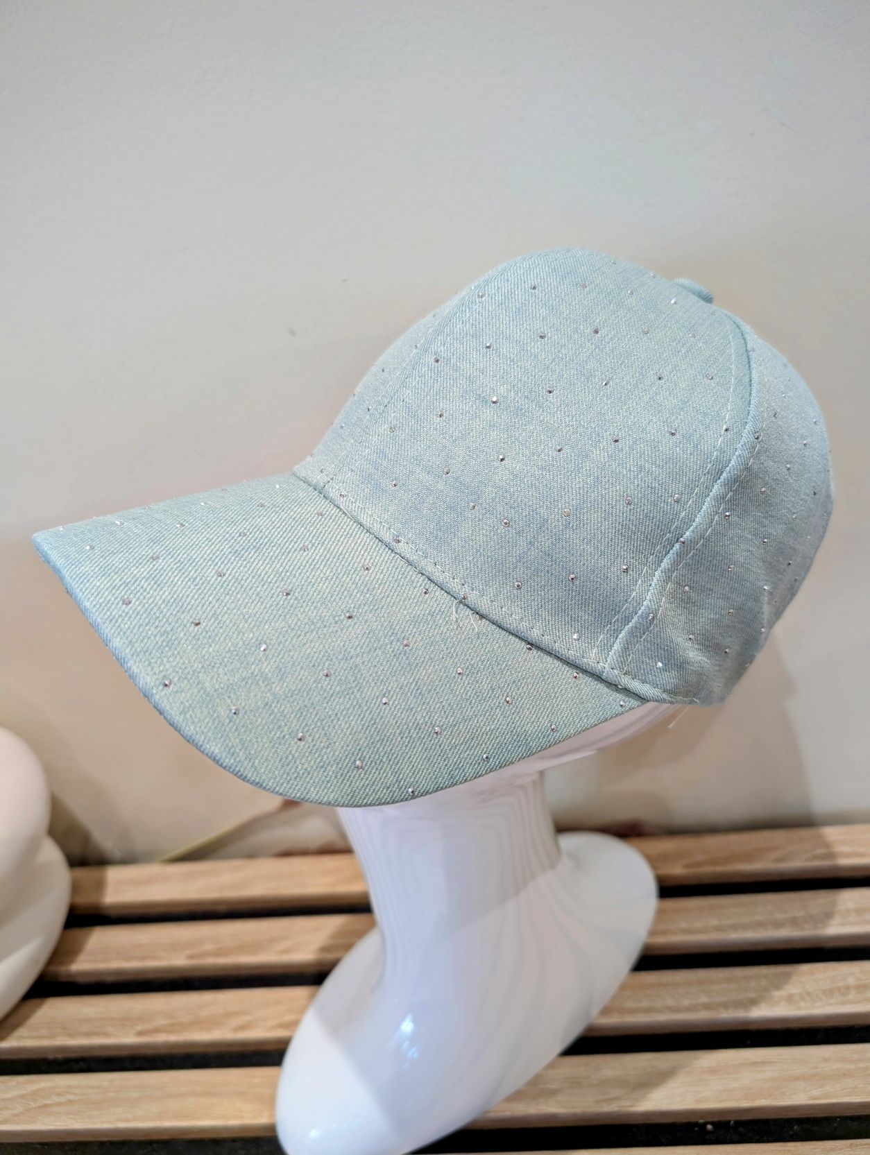 Casquette Vert d'Eau Strass