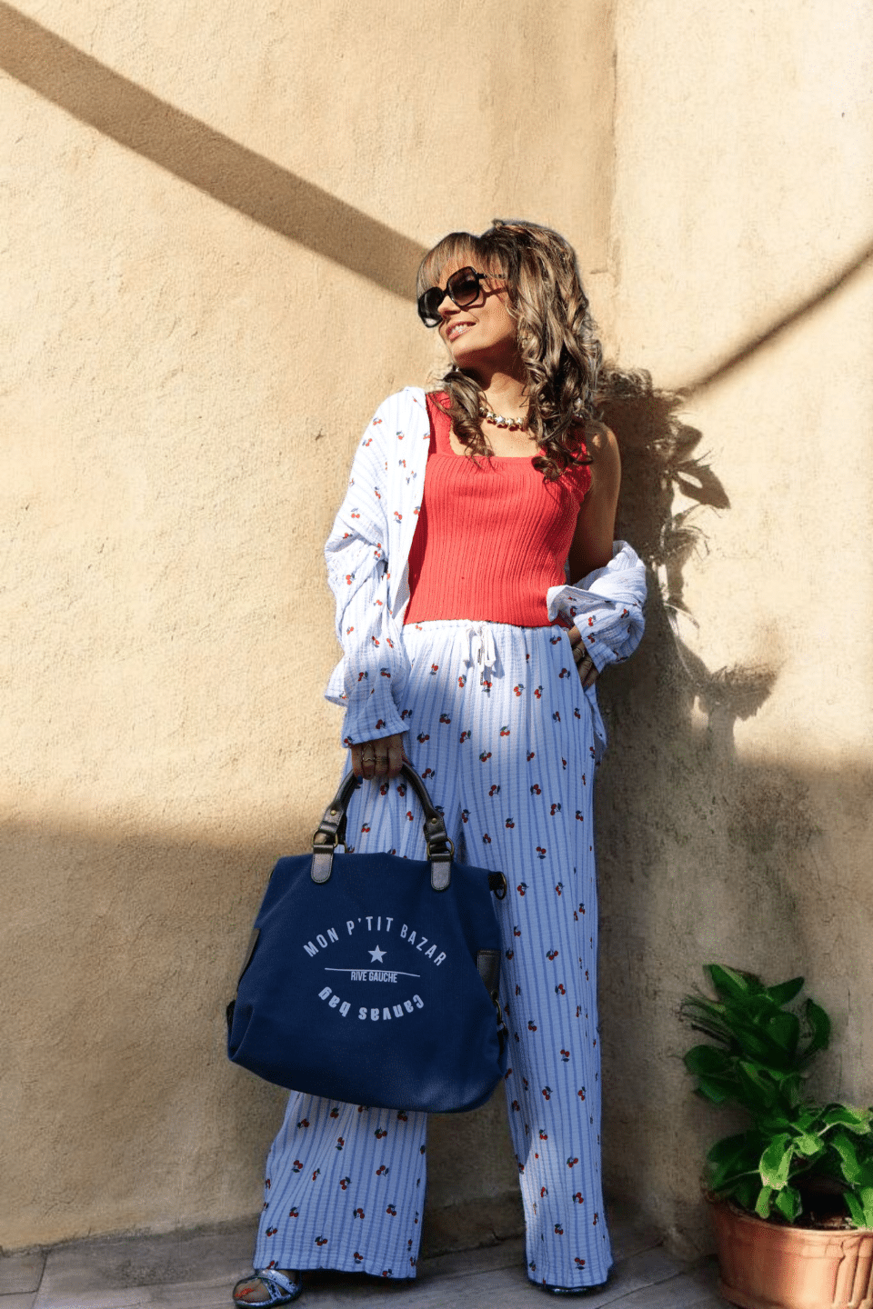 Pantalon Rayé🍒 Bleu