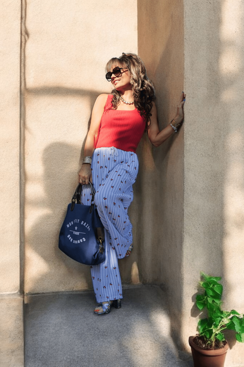 Pantalon Rayé🍒 Bleu – Image 6