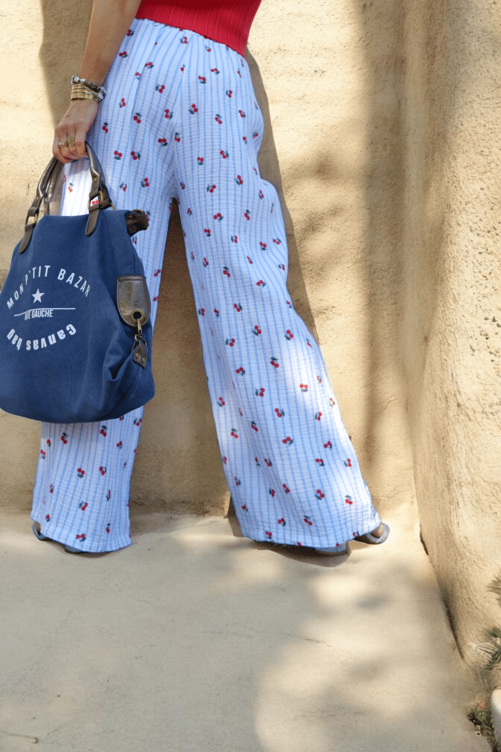 Pantalon Rayé🍒 Bleu – Image 5