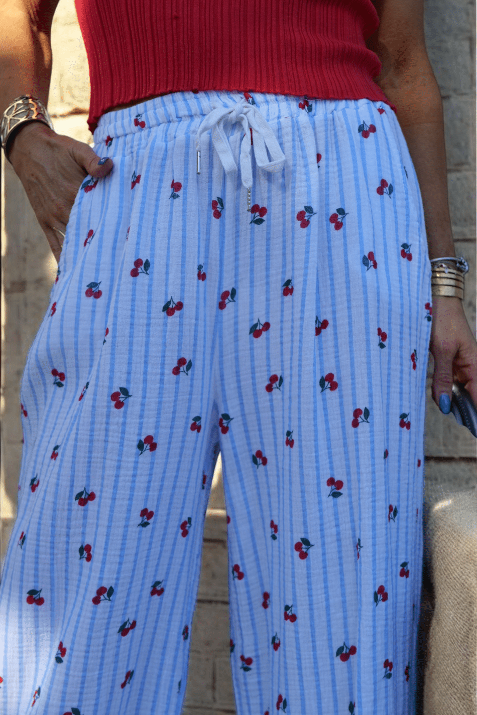Pantalon Rayé🍒 Bleu – Image 4