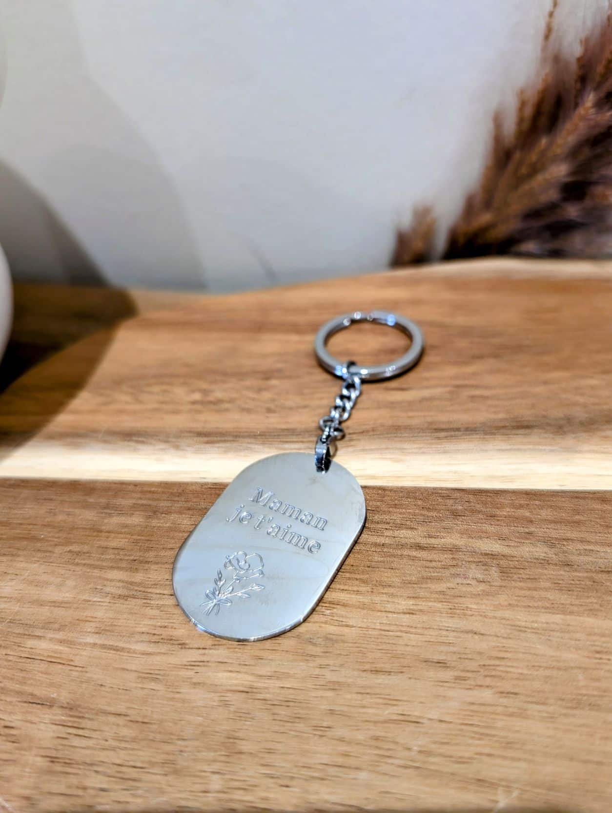 Porte Clé "Maman Je t'aime" Argenté