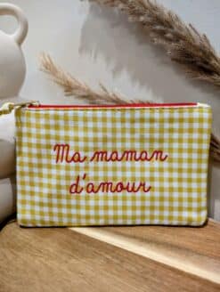 Pochette Vichy "Maman d'Amour" Jaune