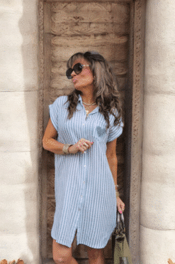 Robe Chemise Rayée Vert