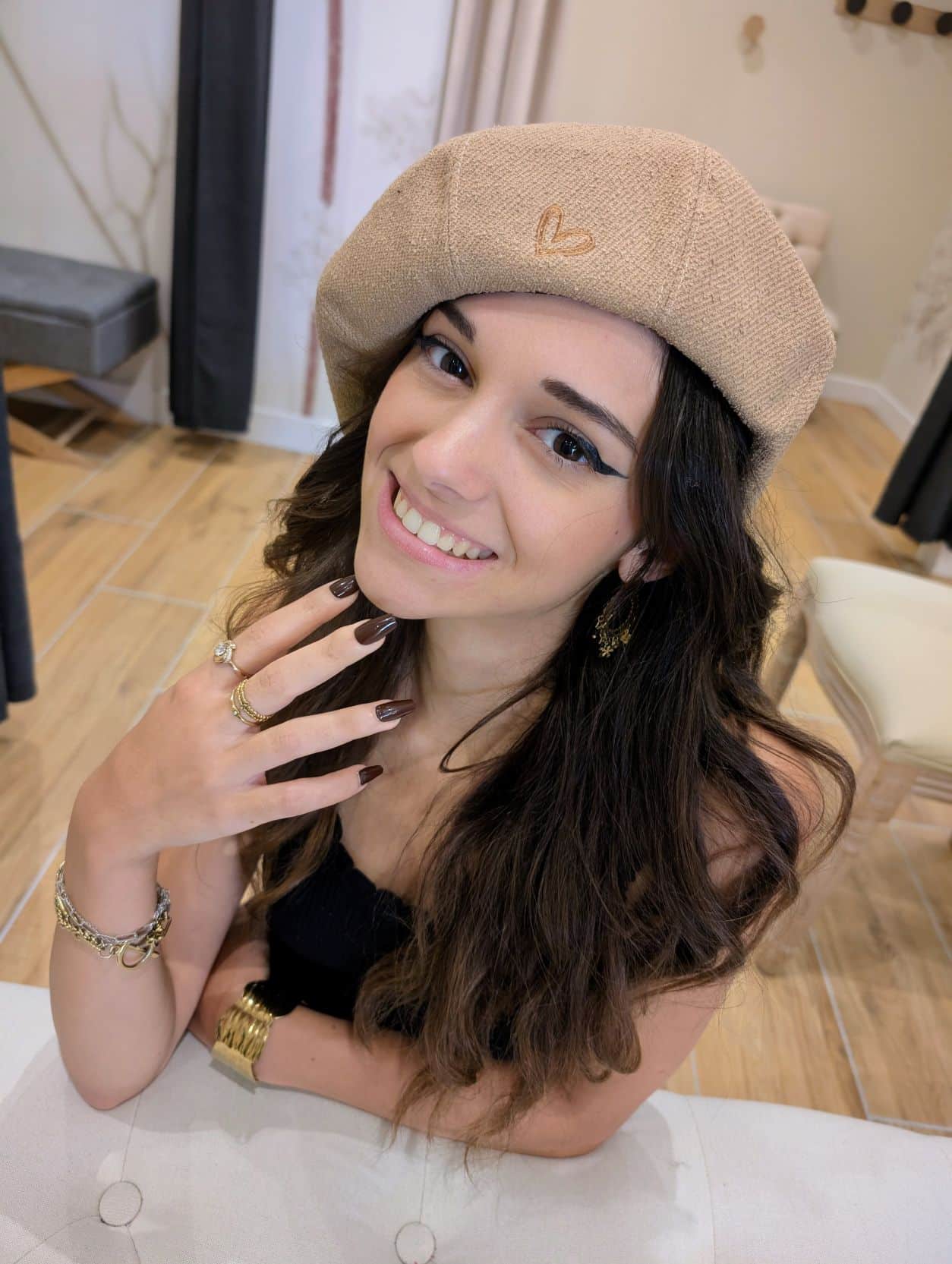 Béret Taupe Cœur