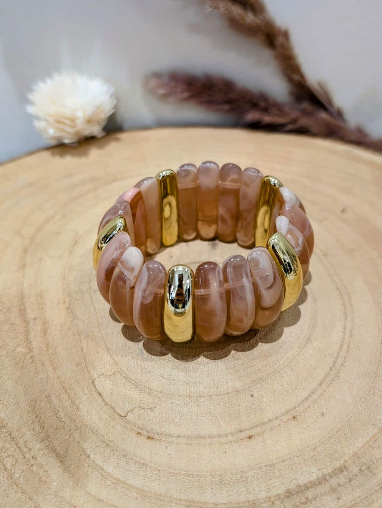 Bracelet Manchette Doré/Rose