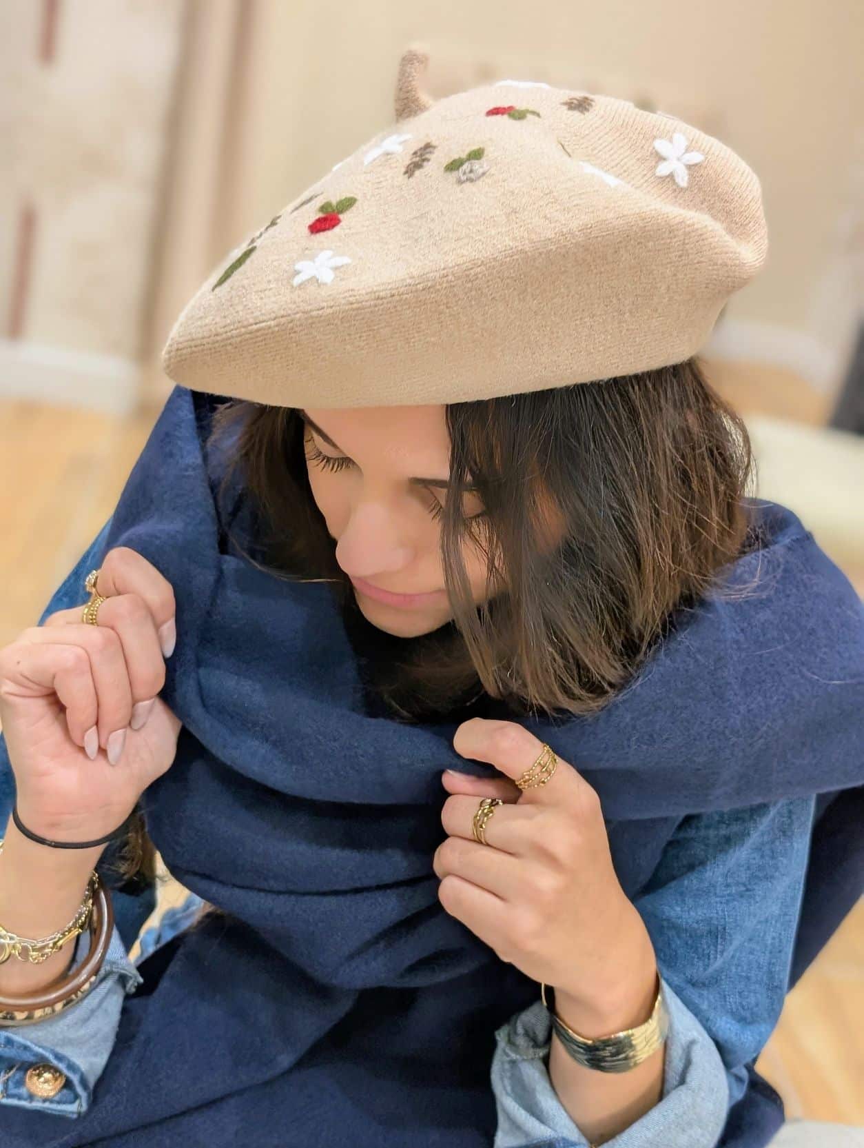 Béret Motif Beige – Image 2