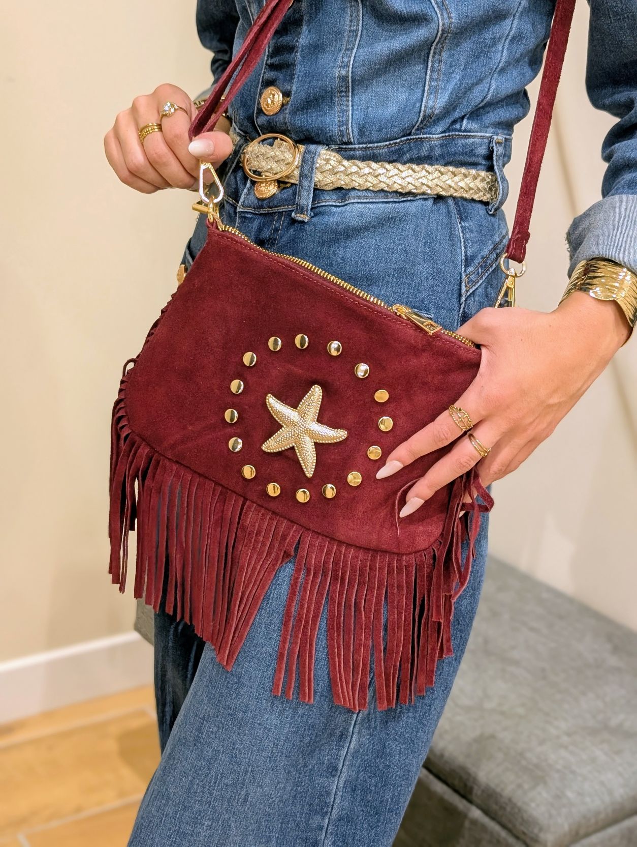 Sac Bordeaux à Franges – Image 6