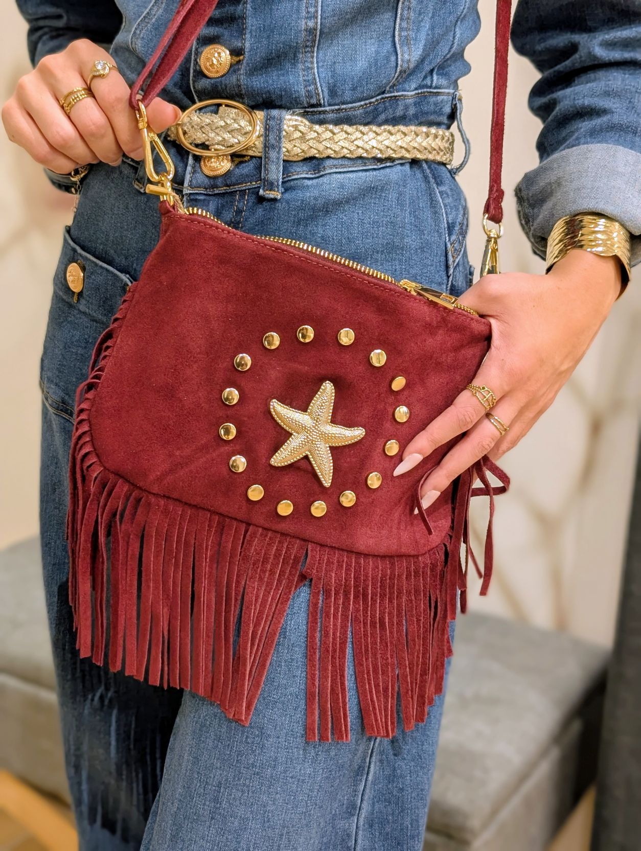 Sac Bordeaux à Franges – Image 4