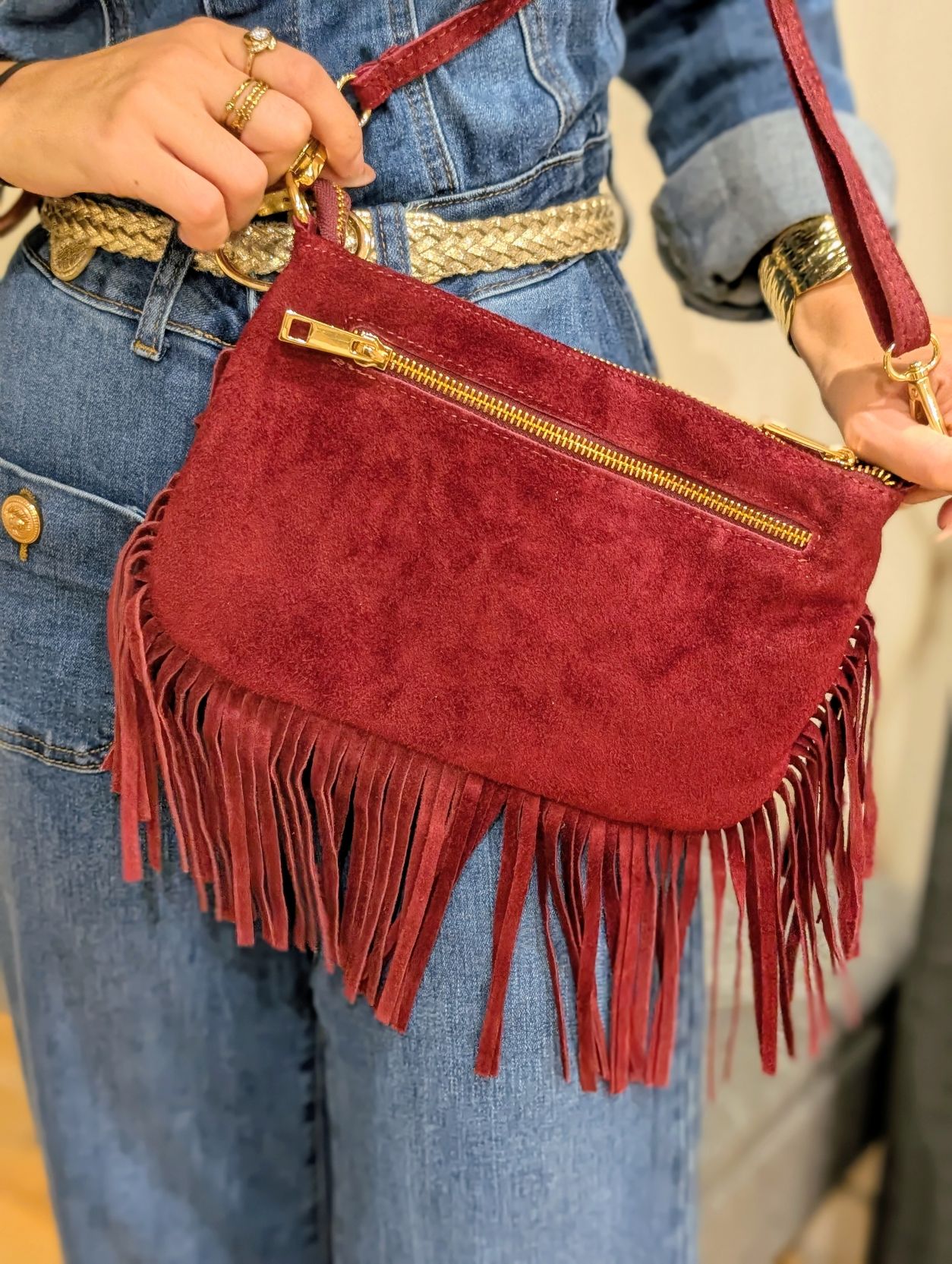 Sac Bordeaux à Franges – Image 3