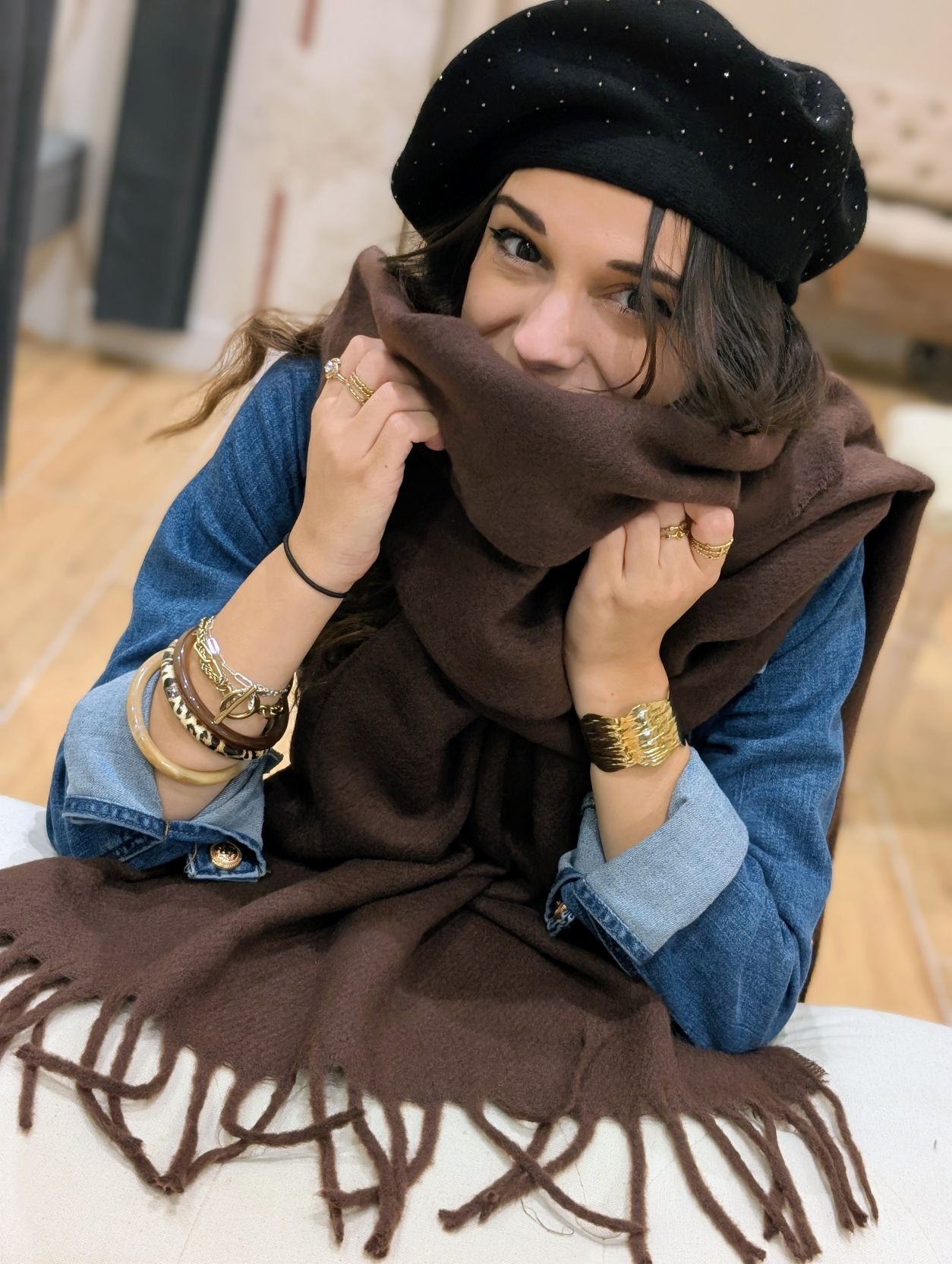 Echarpe Brown Franges