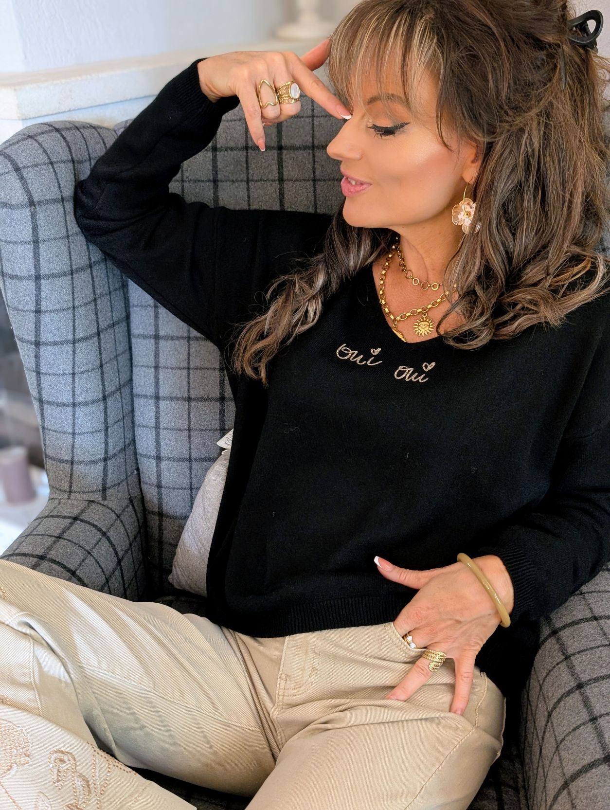 Pull "Oui Oui" Black – Image 8