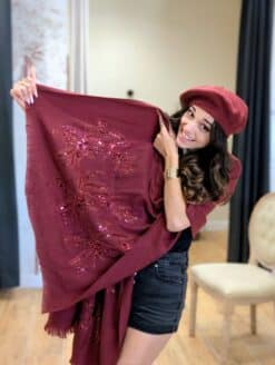 Alternative view of Echarpe Sequin Burgundy