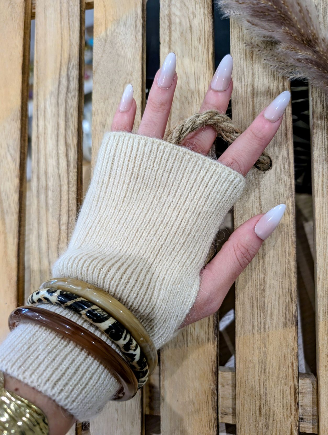 Gants/Mitaines Beige – Image 2