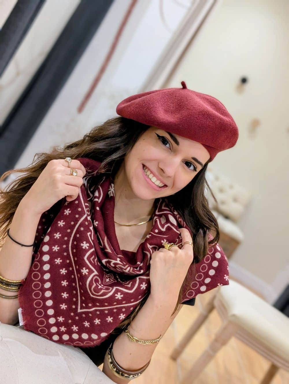 Écharpe bandana bordeaux