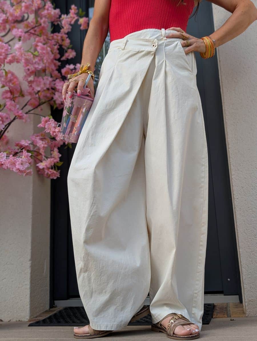 Pantalon asymétrique beige